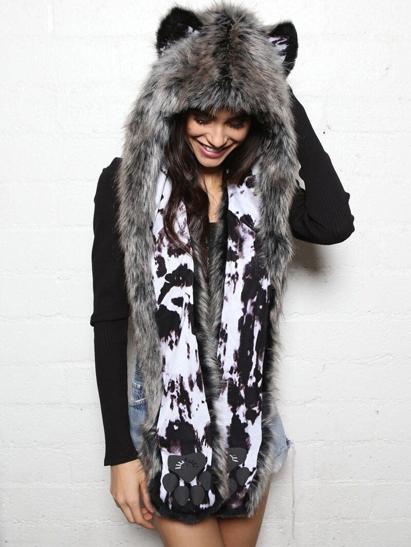 New Moon Grey Wolf Collector SpiritHood on Female 