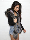 Hooded Faux Fur with New Moon Grey Wolf Design