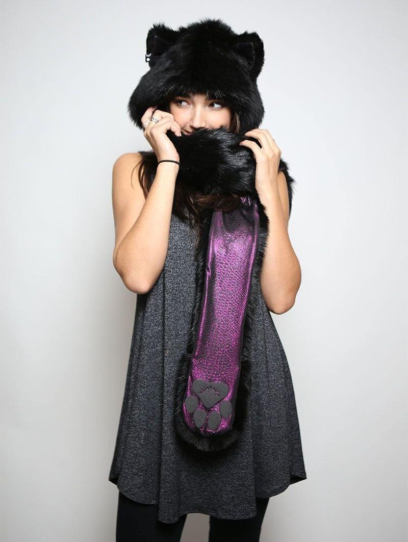 Woman wearing Faux Fur Black Wolf Collectors SpiritHood