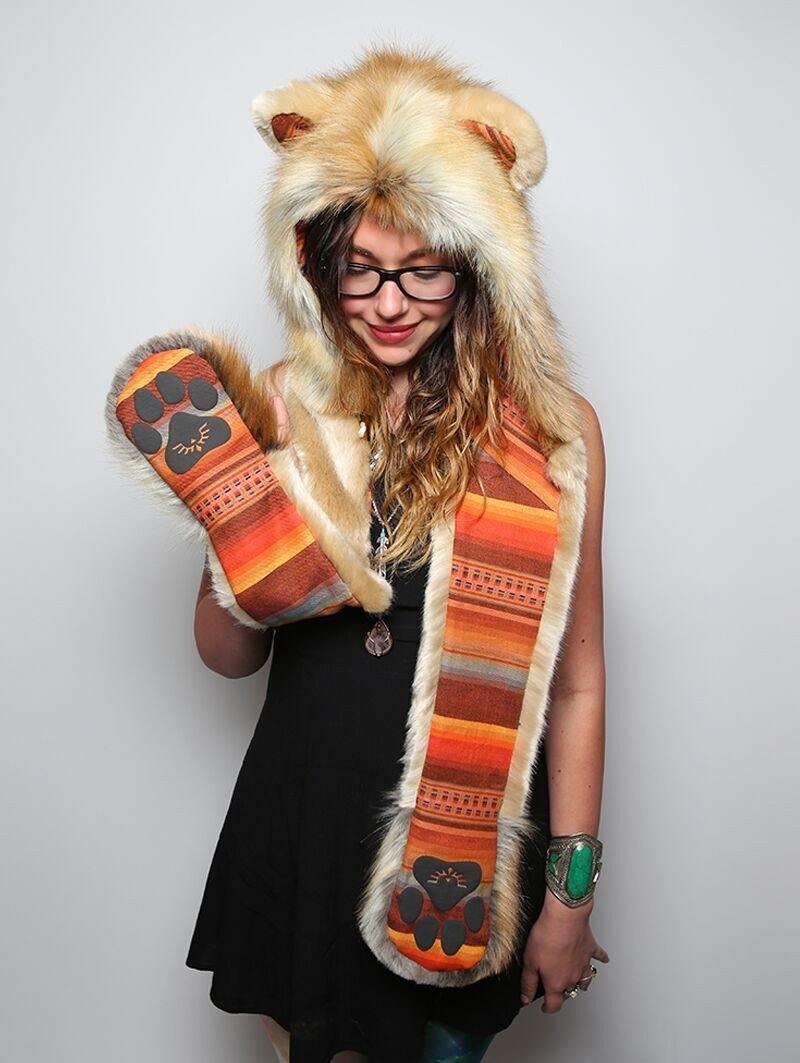 Golden Brown Sunset Lion SpiritHood on Female