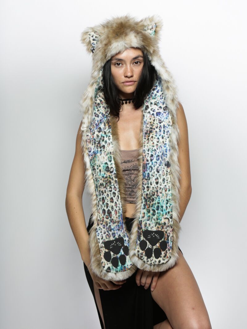Exterior and Interior View of Limited Edition Baby Snow Leopard SpiritHood