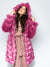 Rose Finch Collector Edition Faux Fur Coat with Hood on Woman