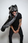Man wearing faux fur Night Fox Collectors Edition SpiritHood