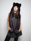 Woman wearing Faux Fur Black Wolf Collectors SpiritHood, front view
