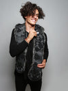 Man wearing faux fur Night Fox Italy SpiritHood, front view 2