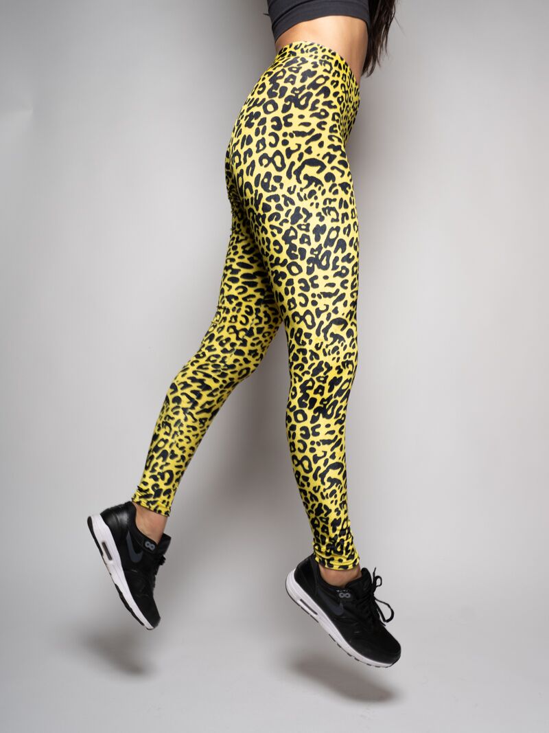 Neon Yellow Cheetah Women&#39;s Velvet Leggings 