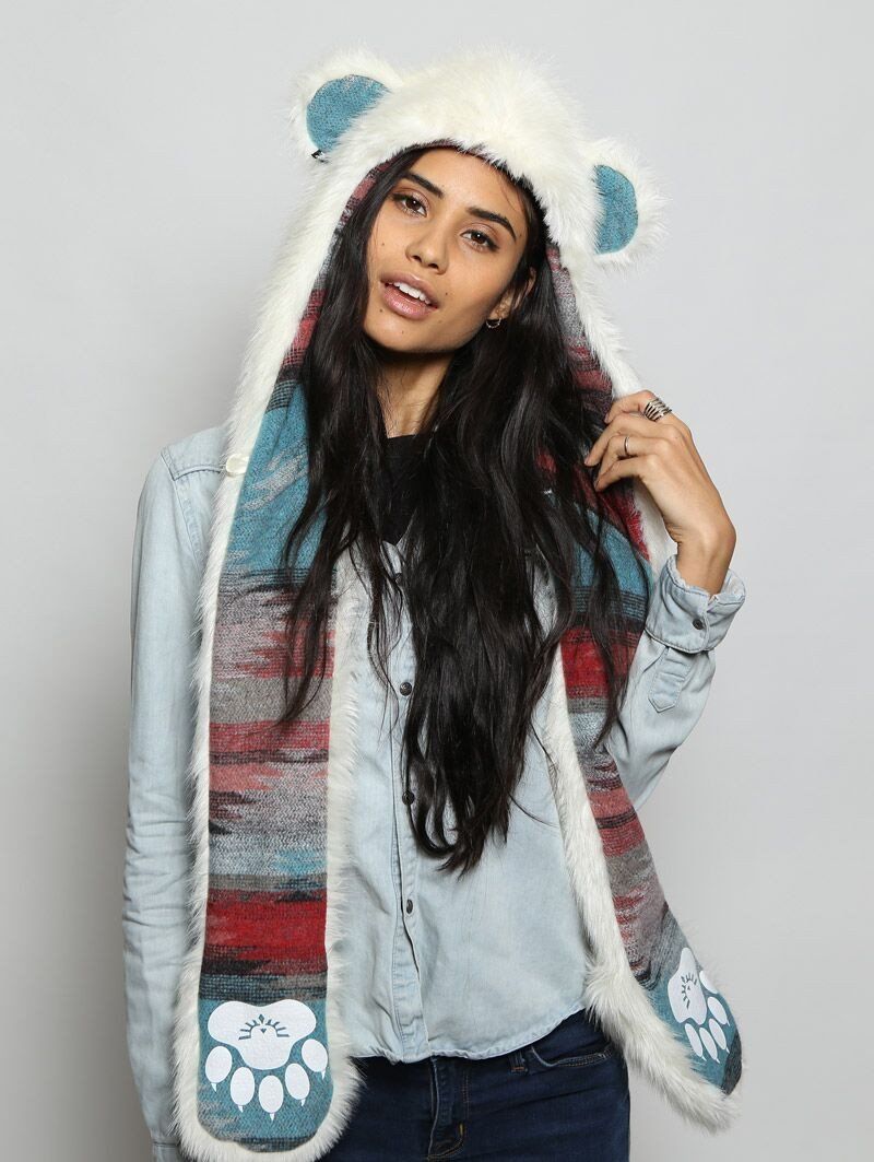 Woman wearing Unisex Polar Bear Faux Fur SpiritHood