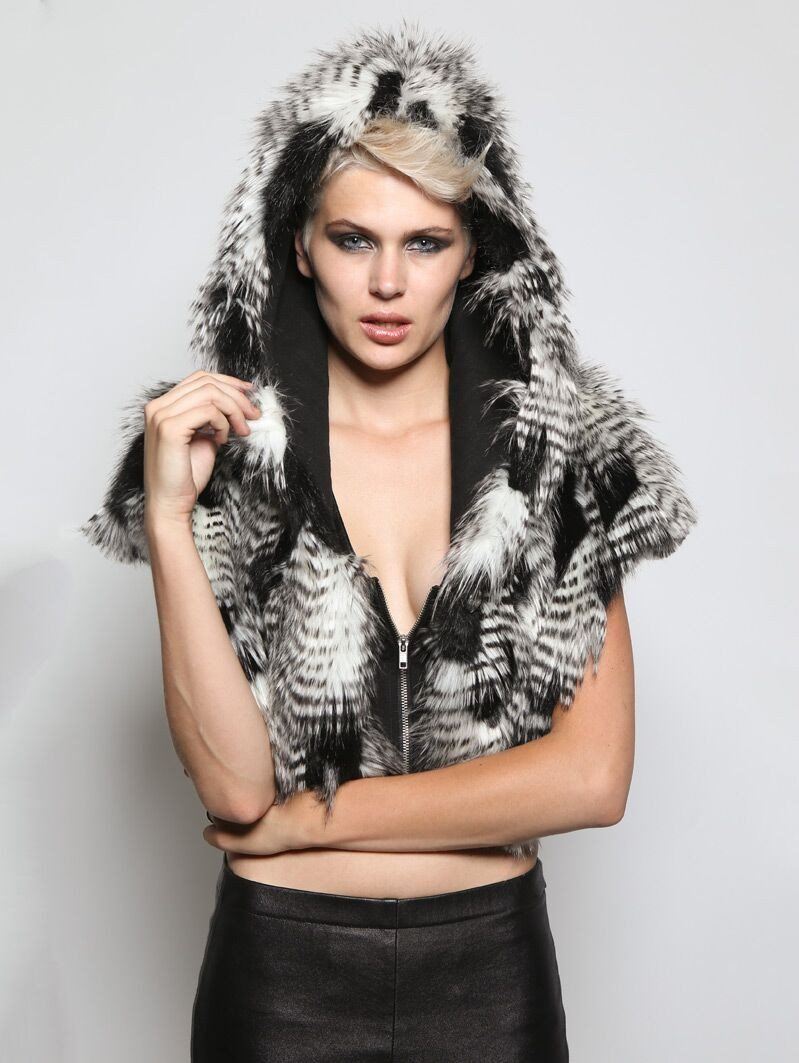 Black and White Warbler Shawl *Unisex* SpiritHood on Female